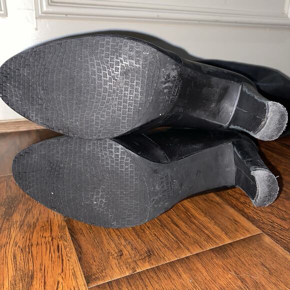 STUART WEITZMAN $1200 Ultra Highland Over The Knee 9.5 Black Leather Heel Boots - Picture 13 of 16